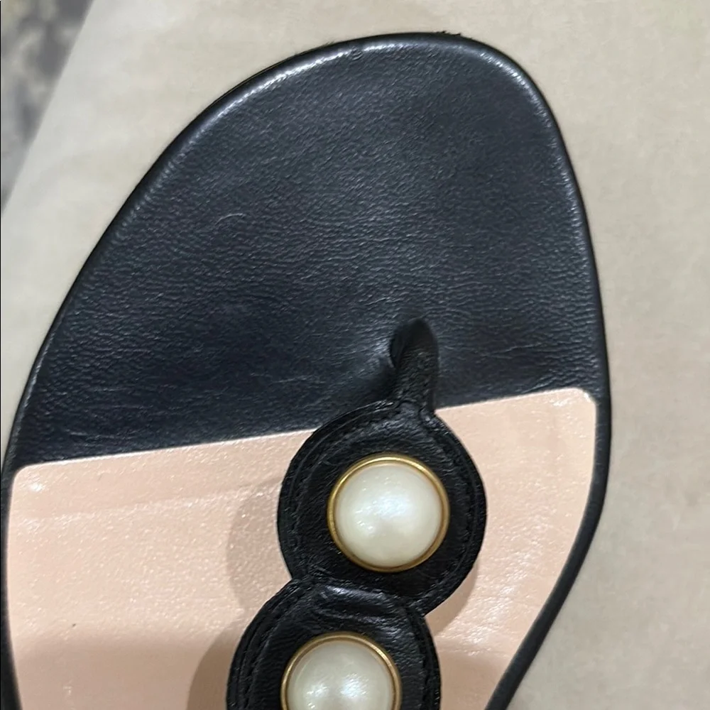 Gucci Black Sandals with Pearl Embellishments - Picture 8 of 14